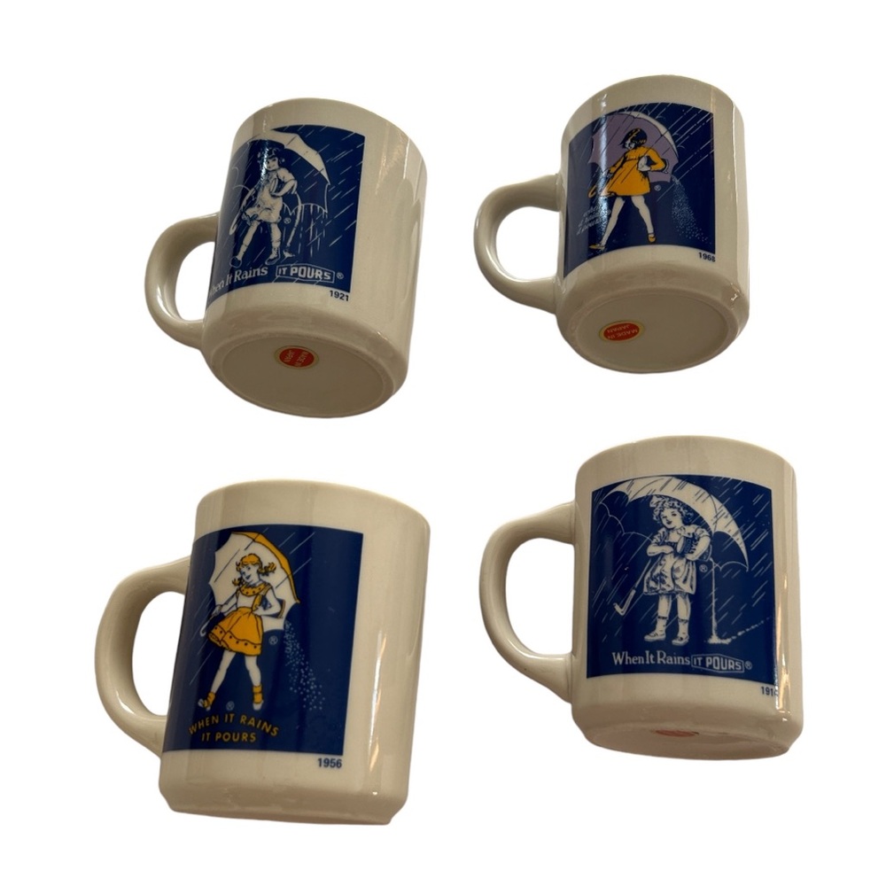 Vintage When it Rains It Pours Morton Salt Girl 1914 1921 1956 1968 Coffee Mugs - Picture 8 of 13